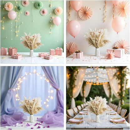 Dried Flower Bouquet (No Vase) | 17'' Mini Boho Floral Arrangement - Pampas, Bunny Tails, Baby's Breath & More Natural Dried Flowers – Home Wedding Decor, Centerpiece