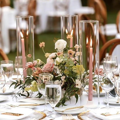 12 Pack Glass Cylinder Vases 14 Inch Tall Clear Flower Vase for Centerpieces, Hurricane Floating Candle Holder Wedding Decorations, Floral Vase Bulk for Table Shelf Party Home Deco (14 x 3.35 Inch)