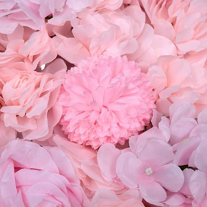 Gdrasuya10 6pcs Realistic Flower Wall Background Artificial Flowers Wall Backdrop Panel 3D Silk Rose Fake Flower Wall Panel Banquet Wedding Party Decor, Photography Background 60 x 40 cm
