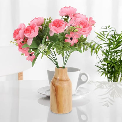 Rustic Pine Wood Vase for Dried Flowers Handmade Decorative Farmhouse Flower Container for Home and Office Natural Wooden Table Vase for Modern Floral Arrangements and DIY Bouquets