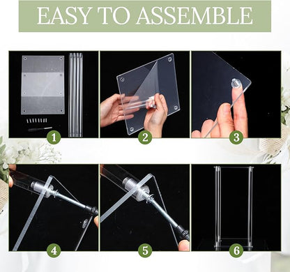 Yerliker 6 Pcs Wedding Flower Stand Acrylic Vase 23.6 Inches and 15.75 Inches Tall Clear Column Pillar Flower Stand Tabletop Display Rack for Wedding Centerpieces Birthday Party Decorations