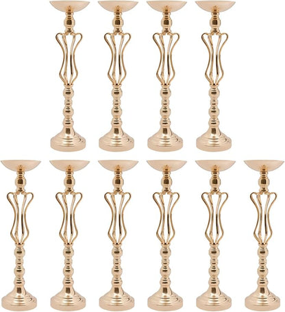 10Pcs Gold Flower Vase for Wedding Table Centerpieces 21.7" Tall Large Metal Flower Trumpet Vases DIY Flower Display Organizer for Anniversary Decor(10Pcs/Gold)
