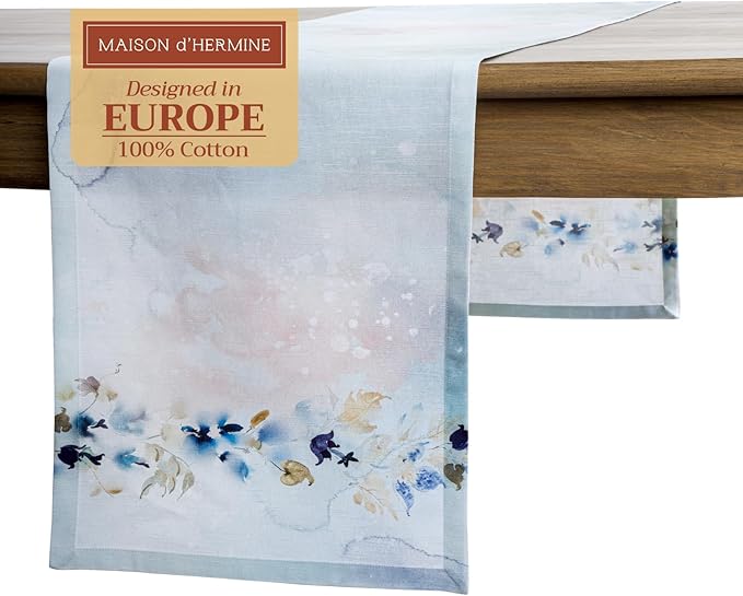 Maison d' Hermine Table Runner 100% Cotton Single Layer Table Runners 72 inches Long Decorative for Home Kitchen Dining Party Wedding Bridal Shower Spring Summer (Lazy Summer Days, 14.50" x 72")