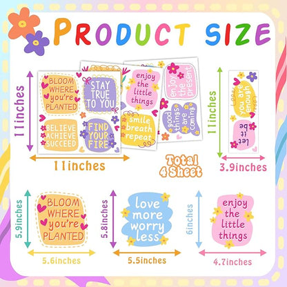 Positive Affirmation Mirror Stickers Kids Bathroom Mirror Decals Peel and Stick Colorful Kids Window Decal Inspirational Quote Crafts Decals Motivational Vinyl Sticker for Nursery Bedroom Classroom