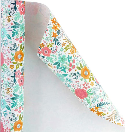 WRAPAHOLIC 30 Inch Jumbo Floral Wrapping Paper Roll - 30 Inch x 100 Feet Jumbo Roll - Spring Summer Garden Flower Design Perfect for Wedding, Bridal Shower, Birthday