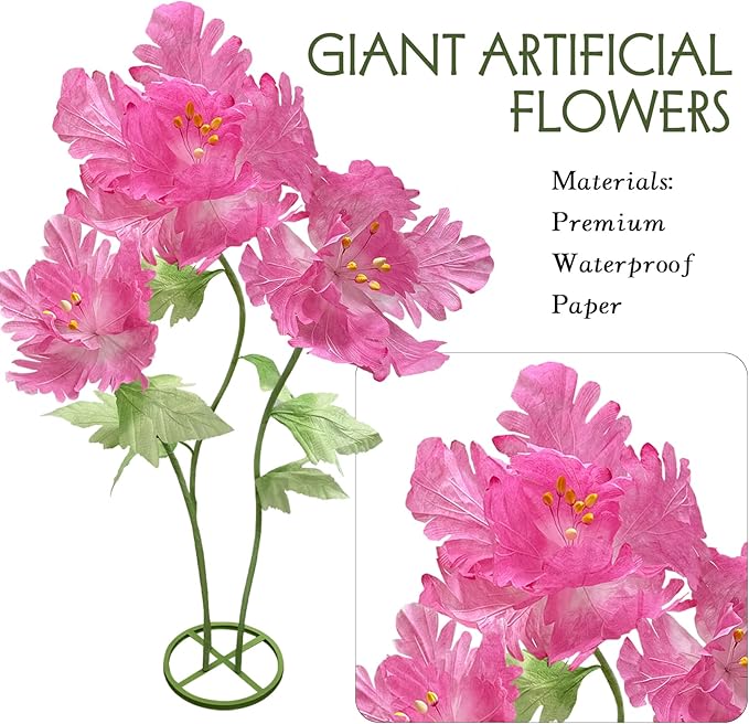 Large Paper Flowers Artificial Flower, Elegant Giant Floral Display Wedding Arrangements Reception Decorations Waterproof Huge Birthday Party Home Office Decor Big Banquet Background, Dark Pink