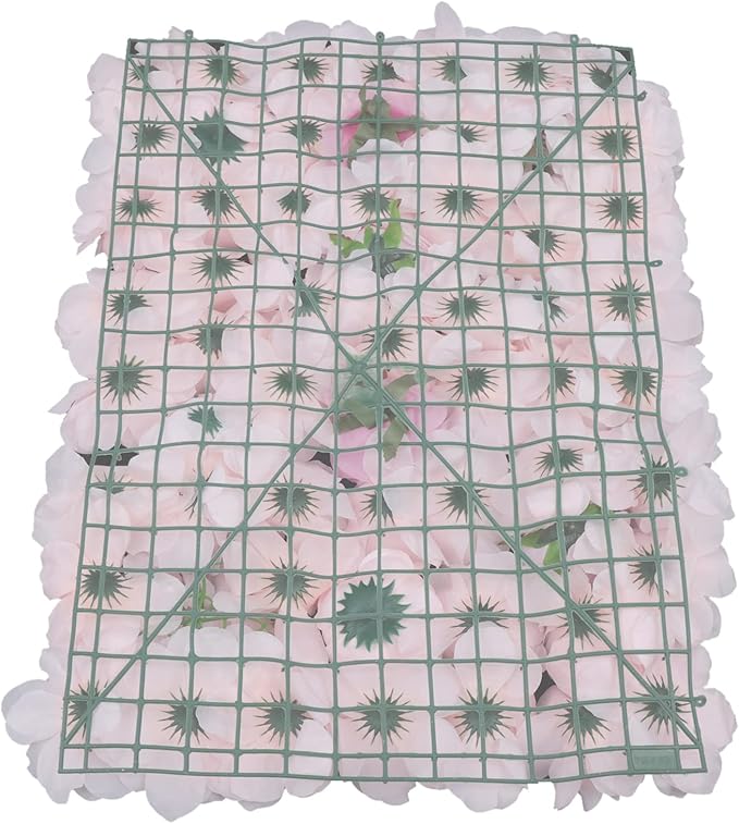16"x 24" Artificial Flower Wall Panels,Flower Wall Mat Silk Flower Panels for Outdoor Garden Backyard Fence Fence Privacy Screen and Indoor Wall Decor (4Pcs Rose+Light Pink+Champagne)