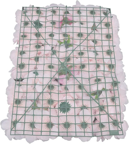 4Pcs Artificial Flower Wall Panel,3D 16" X 24" Silk Rose Mat Artificial Flower Wall,Rectangle Decorative Backdrop Flower Panels Wall for Bridal,Patio,Garden,Yard Decor(Light Pink, Champagne)