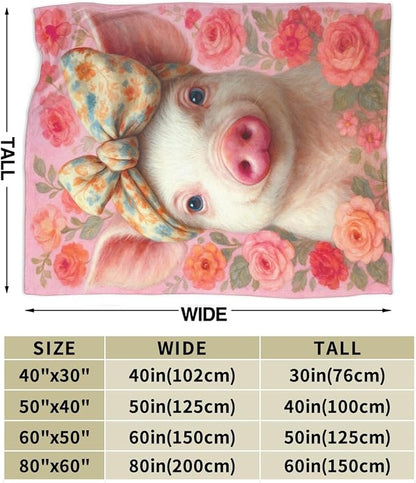 Pink Pig Blanket Cute Pig Throw Blanket Soft Cozy Fleece Fuzzy Stuffed Plush Flannel Animal Gifts for Girls Women Boys Kids Adults 60"X80"