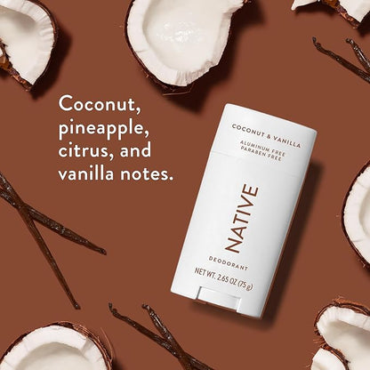 Native Deodorant Contains Naturally Derived Ingredients, 72 Hour Odor Control | Deodorant for Women and Men, Aluminum Free with Baking Soda, Coconut Oil and Shea Butter | Coconut & Vanilla
