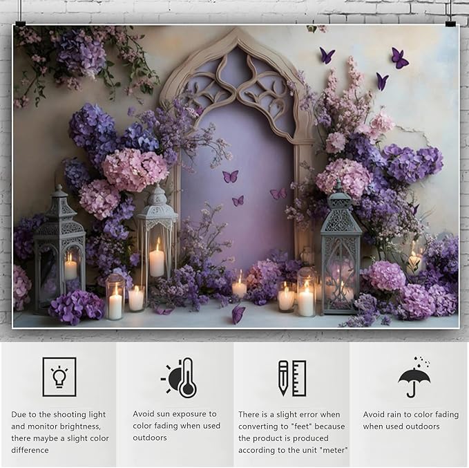 YongFoto Elegant Flower Wall Backdrop 7x5ft Floral Butterfly Candle Photography Background Baby Bridal Shower Wedding Girl Birthday Party Banner Room Decor Portrait Photoshoot Wallpaper Photo Booth