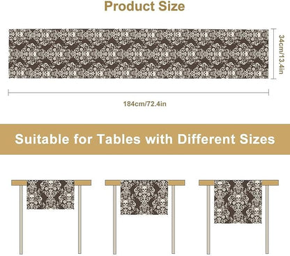 Vintage Gothic Table Runner, Retro Baroque Luxury Dark Skull Day of Death Witchy Coffee Table Center Decor for Home Kitchen Dining Patio Holiday Party Table Decorations 13x36 inches