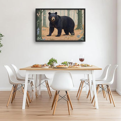 Framed Large Pictures Wall Art for Living Room, Forest Bear Oversized Wall Decor Cabin Animal Canvas Print Painting Extra Large Framed Artwork for Bedroom Office 36"x24"