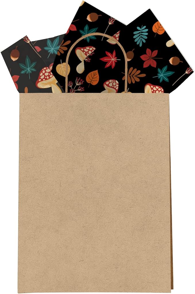 Fall Medley Printed Tissue Paper for Gift Bags or Boxes and Wrapping - Autumn Mushrooms Bulk Decorative Art Tissue Paper for Packaging and Gifting | 24 Sheets 20" x 30"