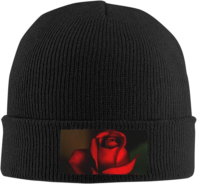 Cute Rose Beanie Hat Rose Beanie Cap Rose Flower Knitted Beanies Flower Knit Hats Winter Hat for Women Men