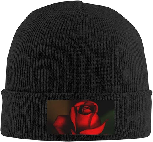 Cute Rose Beanie Hat Rose Beanie Cap Rose Flower Knitted Beanies Flower Knit Hats Winter Hat for Women Men