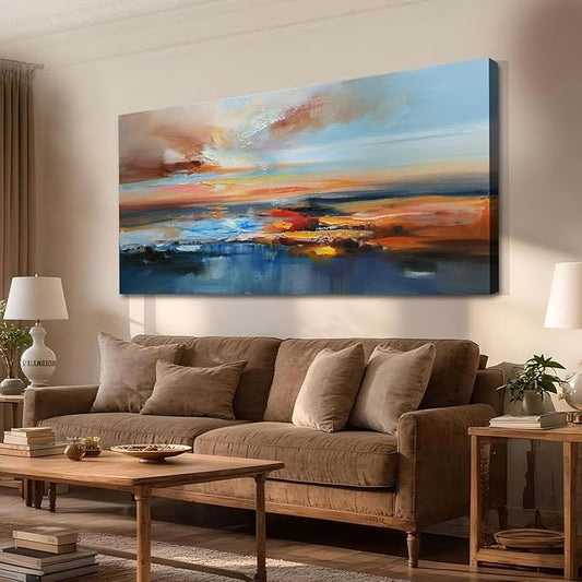 Brushart Abstract Wall Art Large Landscape Canvas Picture, Painting Wall Decor Living Room Textured Artwork for Walls Bedroom Home Office, 48"x24"
