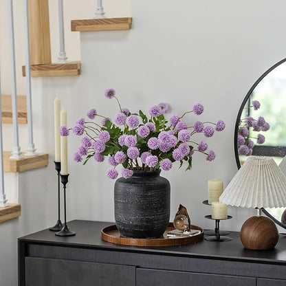 mizii 6Pcs Purple Fake Silk Pompon Mum Artificial Flowers Bulk Small Faux Chrysanthemums with Stems Realistic Floral Decorations for Wedding DIY Bouquet Centerpieces Shower Vase Home Decor (Purple)
