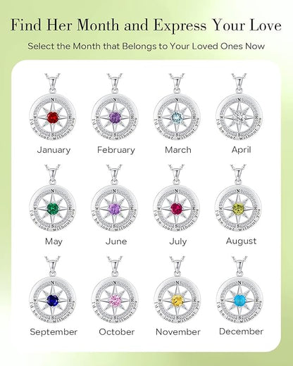 S925 Necklace Gift for Wife |Compass Jewelry |Women Anniversary |Sterling Silver |Girlfriend Birthday Gifts for Her Valentines |I'd be Lost without You |Jewel 18K Gold