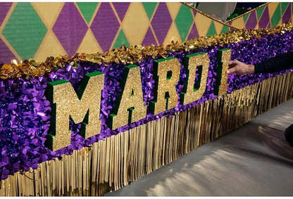 Anderson's Purple Metallic Floral Sheeting, 15 Ft. Parade Float Decoration for Trailers, Parties, Weddings, Proms, Photo Backdrops & Events – Shiny Fringe Garland for Indoor/Outdoor Use