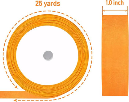 Organza Ribbon Sheer Ribbon, 1" x 125 Yd 5 Rolls Halloween for Gift Wrapping, Bouquet, Wedding, Party Decoration, Halloween
