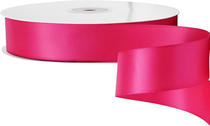 LIUYAXI Hot Pink Stain Ribbon, 1" X Continuous 50 Yards, Double Faced Fabric Ribbon Perfect for Gift Wrapping Wedding Birthday Party Chair Sash Christmas Hair Floral Craft Sewing