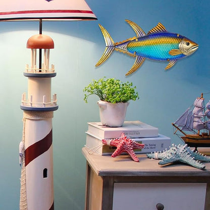LIFFY Metal Fish Wall Decor Fish Metal Wall Art Hanging Outdoor Wall Art for Outdoor Ocean Beach Sea Pool Decor