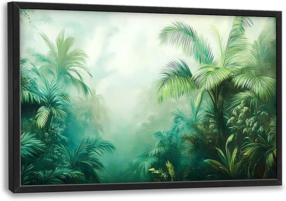 Tropical Jungle Large Decor Wall Art Forests Landscape Framed Pictures for Living Room, Nature Scenery Oversized Canvas Print Painting Modern Extra Large Framed Artwork for Bedroom Office 36"x24"