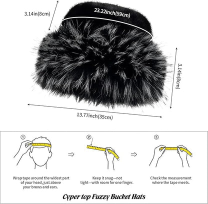 Fuzzy Bucket Hats for Woman Fur Winter Hat Fluffy Warmer Fisherman Cap