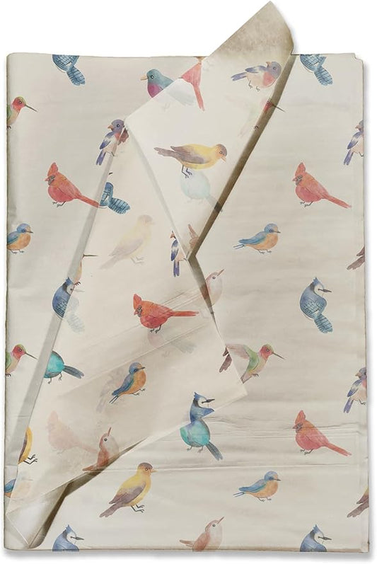 Pro Supply Global Birds Printed Tissue Paper for Gift Bags or Boxes and Wrapping - Bulk Decorative Art Tissue Paper for Packaging and Gifting | 24 Sheets 20" x 30"