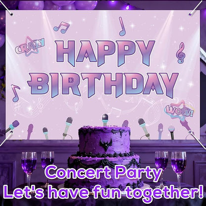 Happy Birthday Backdrop, 180x120cm/70.87x47.24in Music Theme Birthday Background Cartoon Magical Party Favors Toys Supplies Gifts for Video Shooting Classroom Decor Decorations Photo Studio