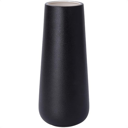 D'vine Dev 11 Inch Ceramic Flower Vase Textured Finishing, Minimalist Design for Kitchen, Bedroom, Living Room, Centerpieces, Office, Raven Grain, VS-XH-B-2