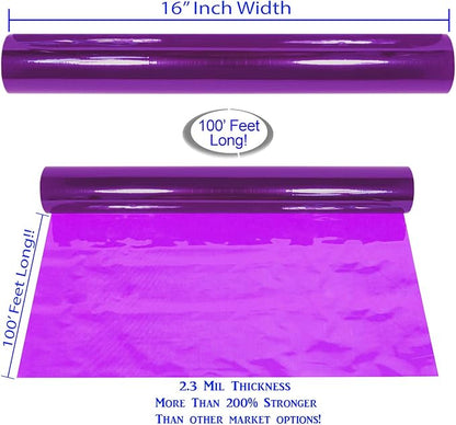 AnapoliZ Cellophane Wrap Roll Purple | 100’ Ft. Long X 16” in. Wide | 2.3 Mil Thick Translucent Purple | Gifts, Baskets, Treats, Cellophane Wrapping Paper | Colorful Cello, Baby Shower Decorations