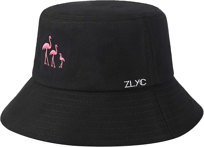 ZLYC Unisex Fashion Embroidered Bucket Hat Summer Fisherman Cap for Men Women