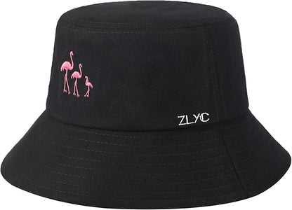 ZLYC Unisex Fashion Embroidered Bucket Hat Summer Fisherman Cap for Men Women