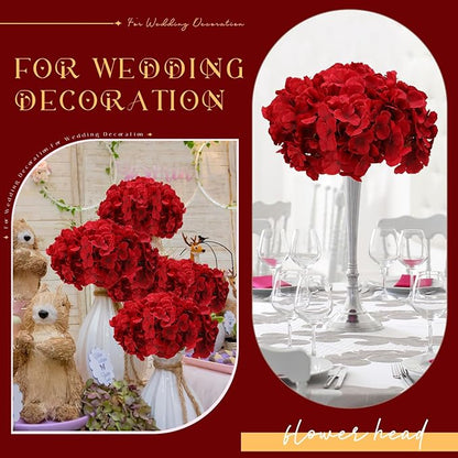 Unittype Silk Hydrangea Artificial Flowers Heads with Stems Faux Hydrangea Flowers for Wedding Centerpieces Bouquets DIY Floral Decorations for Home Indoor(Burgundy,300 Pieces)