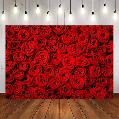 Avezano Valentine's Day Backdrop Rose Flower Wall Photo Background Red Rose Wedding Bridal Shower Photography Backdrop Mother's Day Birthday Party Dessert Table Banner (5x3ft)