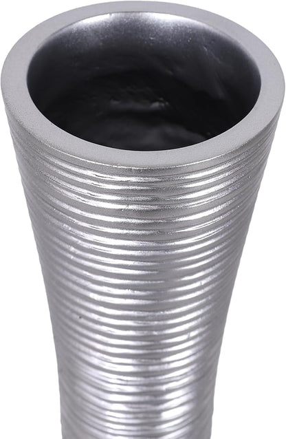 Leewadee Decorative Tall Floor Vase for Living Room Decor, 34 inches, Silver, Resin