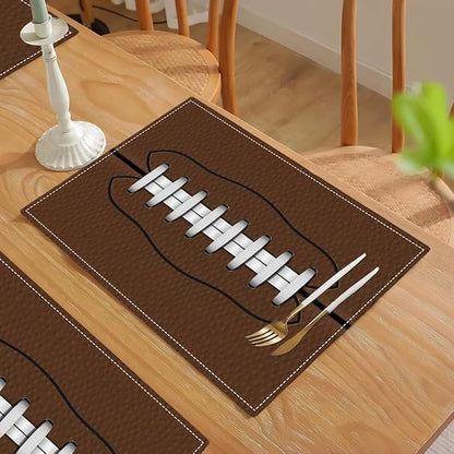Football Placemats Set of 6 American Sports Double-Sided Table Mats for Home Party Indoor 6 PCS 12x18 Inch