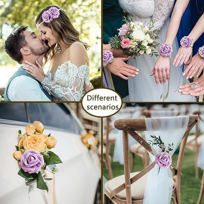 Artificial Roses Flowers 50pcs Real Looking Foam Fake Roses with Stems for DIY Wedding Bouquets Bridal Shower Centerpieces Party Decorations (50, Light Purple)