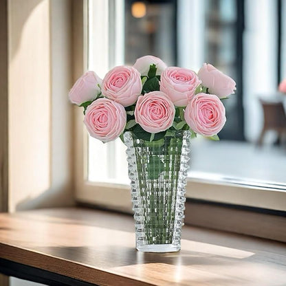 5Pcs Realistic Touch Artificial Roses - Moisturizing Faux Roses for Home Decor, Weddings, Parties, Gifting, Gardening & Floral Arrangements (Pink)
