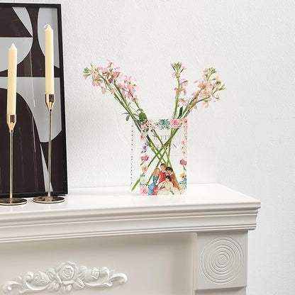Book Vase, Acrylic Book Vase for Flowers, Book Flower Vase, Book Shaped Vases, Clear Book Vases, Small Vase for Bedroom, Living Room, Bookshelf, Office, Dining Table(Women)