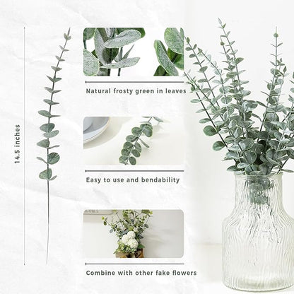 50 Pcs Artificial Eucalyptus Stems Fake Eucalyptus Greenery Branches for Floral Arrangements, Wedding Centerpiece, Crafts
