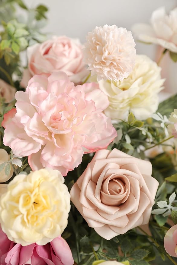 Light Pink Artificial Flowers Combo Set Fake Flower Leaf Box with Stemst for DIY Wedding Bridal Bouquet, Centerpieces, Home Decor, Floral Arrangement Decor