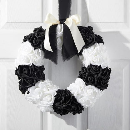 Bright Creations Black & White Roses Stemless Foam Rose Heads - 100 Pack, 3 in Polyethylene Craft Foam - Faux Flowers for DIY Arrangements & Wedding Flowers