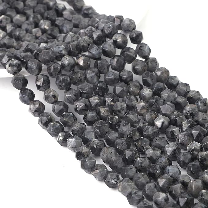 Faceted Natural Black Spectrolite Stone Round Beads 10mm 36cm/Strand for Jewelry Making