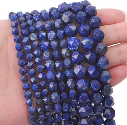 Faceted Natural Lapis Lazuli Stone Round Beads 10mm 36cm/Strand for Jewelry Making