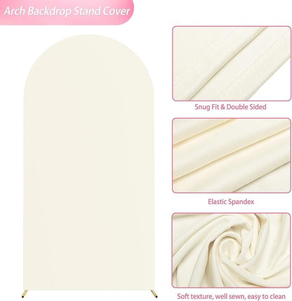 Wokceer 6.6FT Wedding Arch Backdrop Cover Spandex Fitted Ivory Wedding Arch Covers Round Top Chiara Arches Backdrop Cover for Birthday Party Ceremony Banquet Decoration.