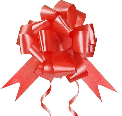 GWHOLE 60pcs 5'' Red Ribbon Pull Bows, Gift Present Wrapping Bows for DIY Craft Box Wedding Valentine's Day Gift Decor