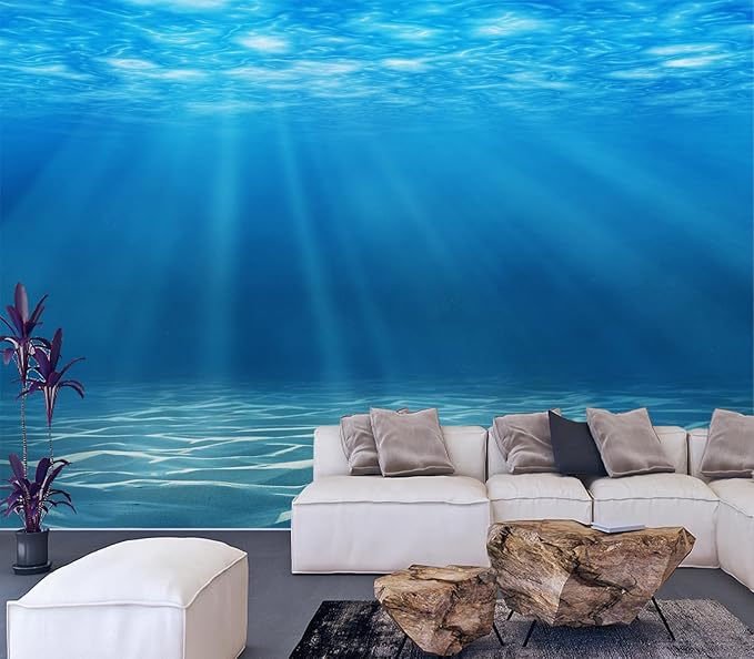 Cliouar-Waterfall in Underwater Light and Shadow Mural Wallpaper Peel and Stick 160" x 114"